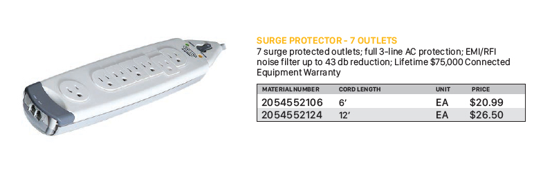 Surge Protector - 7 Outlets 6'
