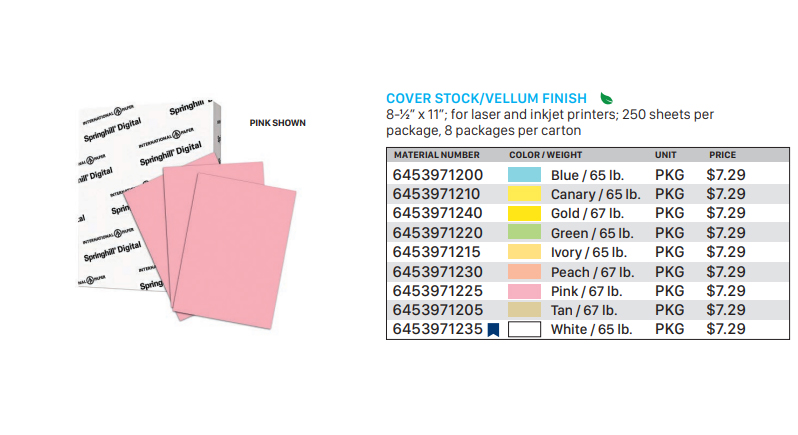Cover Stock/Vellum Finish Tan / 67 Lb.