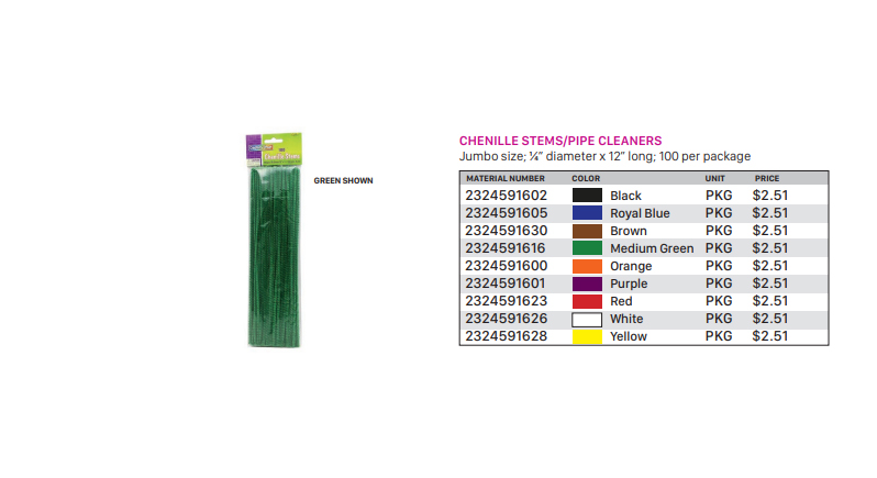 Chenille Stems/Pipe Cleaners Black