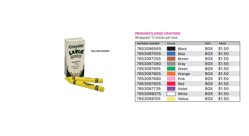 Primary/Large Crayons White
