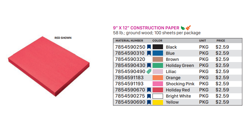 9” X 12” Construction Paper Orange