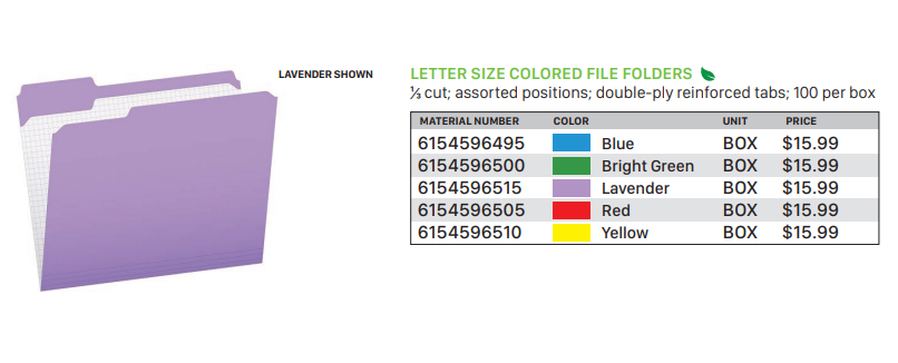Letter Size Colored File Folders