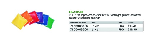 [7855008585] Bean Bags 3” X 3”