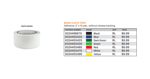 [8324455475] Book Cloth Tape White 