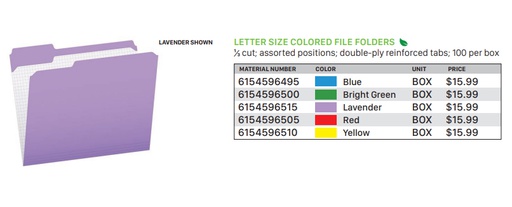 [6154596500] Letter Size Colored File Folders