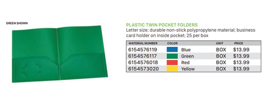 Plastic Twin Pocket Folders