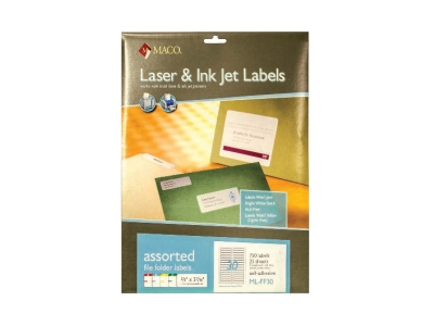 [6155105815] File Folder Labels, ²⁄₃” X 3-⁷ ⁄₁₆” Assorted Colors
