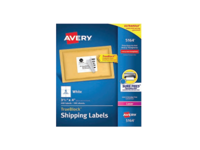 [6155105164] Mailing And Shipping Labels, 3-¹ ⁄₃” X 4” White