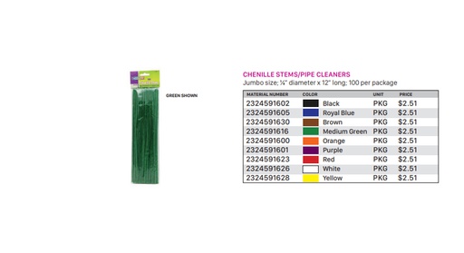 Chenille Stems/Pipe Cleaners Royal Blue