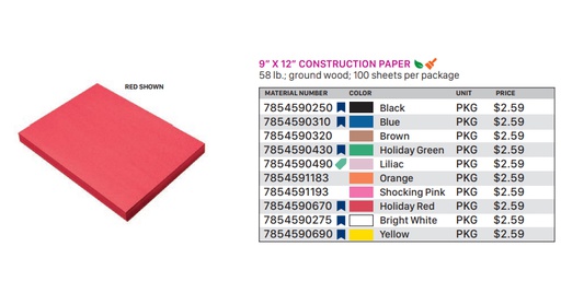 [7854590490] 9” X 12” Construction Paper Liliac